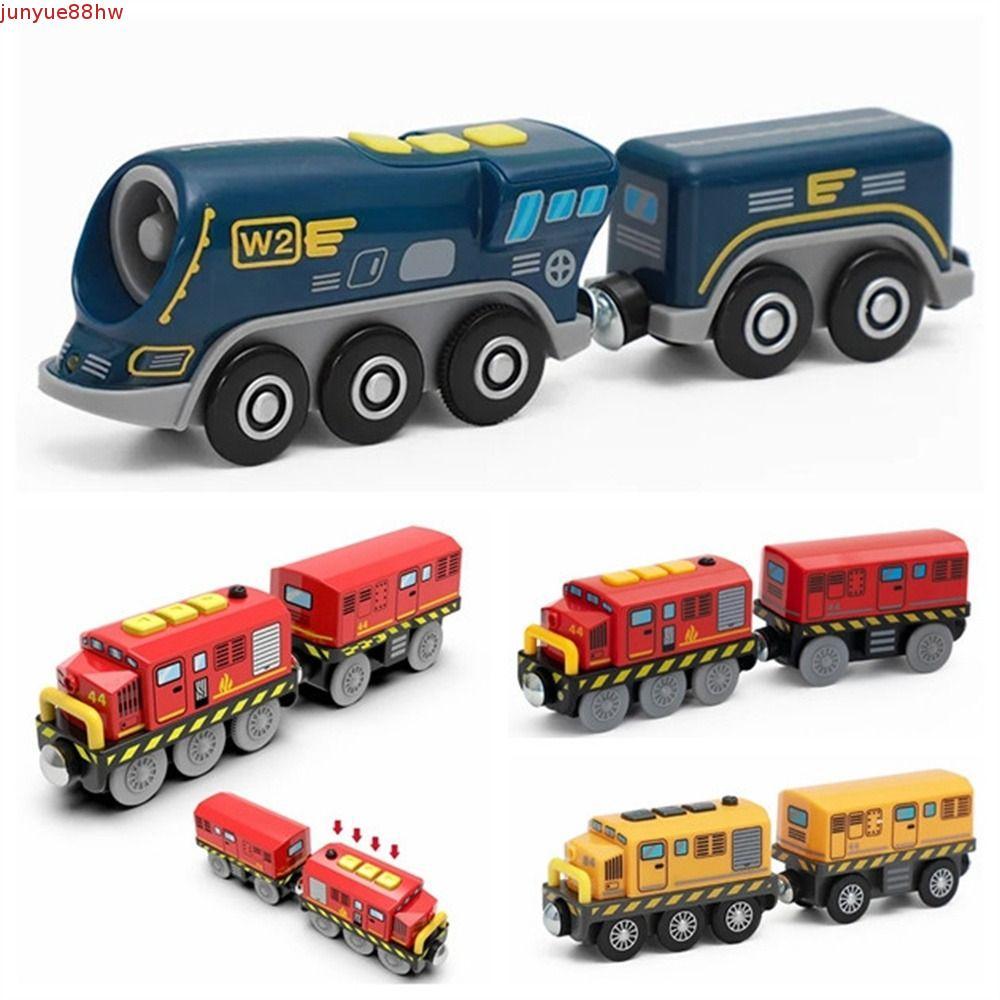 Brinquedo De Pista De Trem JUNYUE , Elétrico Leve E Sonoro De Duas Carruagens , Locomotiva De Carro Com Slot