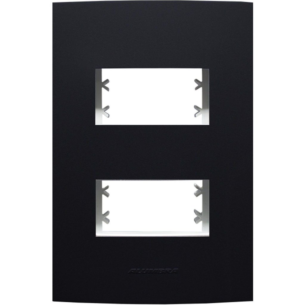 Placa 4X2 com Suporte Para 2 Módulos Distanciados Inova Pro Class Alumbra Preto Ébano