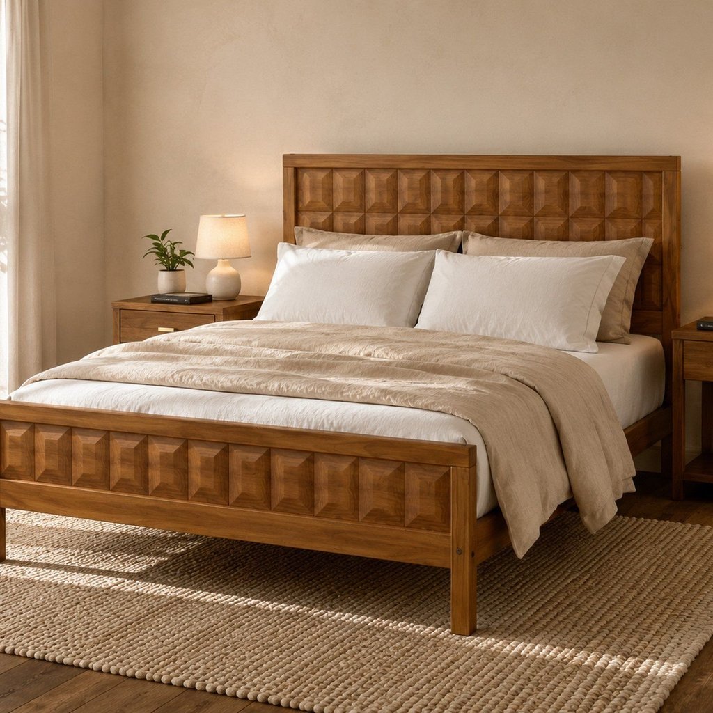 Cama Queen em Madeira Maciça de Pinus 168x210cm Ravena Marrom/Caramelo
