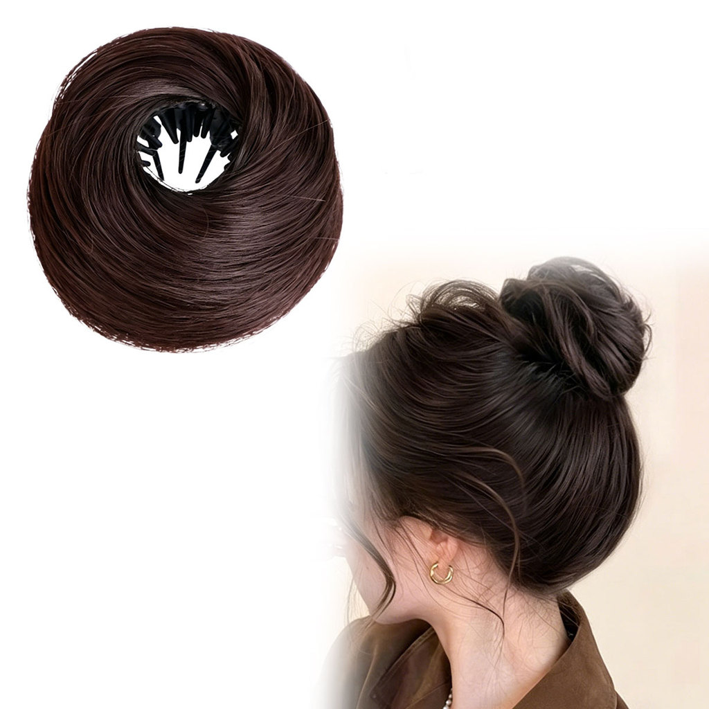 Peruca De Coque Estilo Ninho , Rosquinha De Cabelo Sintético Com Clipe De Garra , Elástico Chignon De Volume Instantâneo