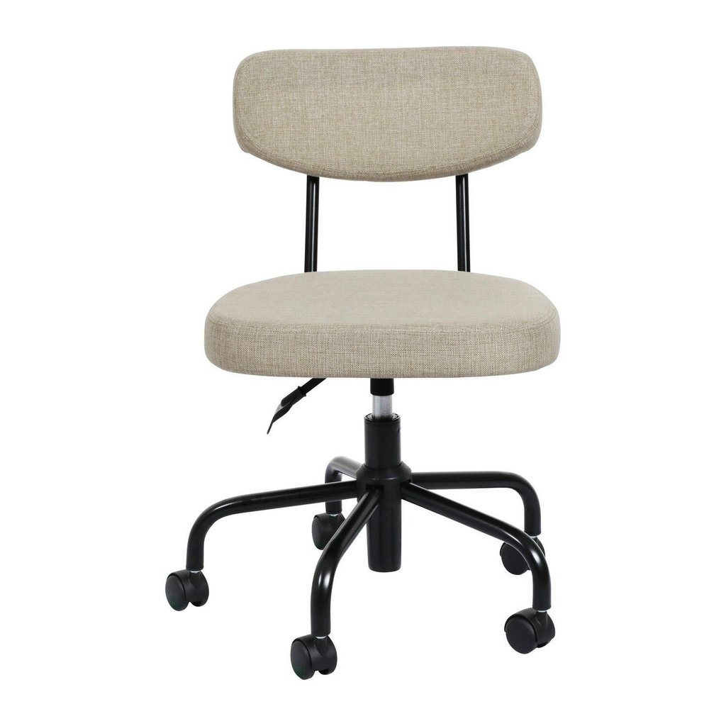 Cadeira para Escritório Decorativa Linho Giratória Fit Bege Bege