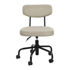Cadeira para Escritório Decorativa Linho Giratória Fit Bege Bege