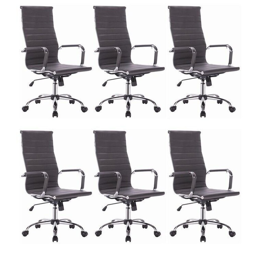 Kit 6 Cadeiras para Escritório Presidente Esteirinha Corino Office Preto Cadeira Presidente