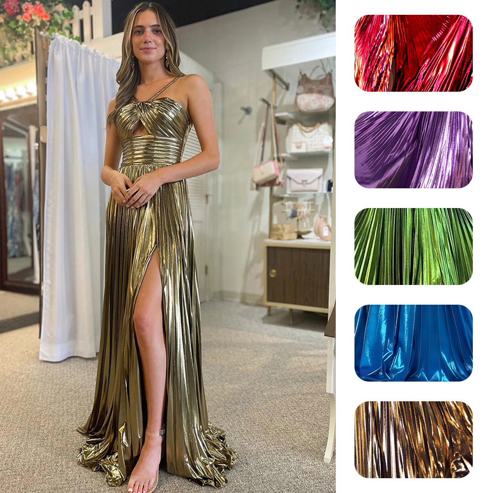 Vestido Feminino Sexy De Noite Corte Aberto Sem Mangas Ouro Carimbo Quente Exposto Volta