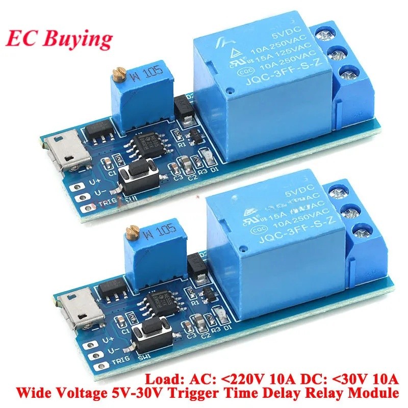 3 Pces/1pc Ampla Tensão 5V-30V Módulo De Relé De Atraso De Tempo De Gatilho Temporizador Na Condução Interruptor Control