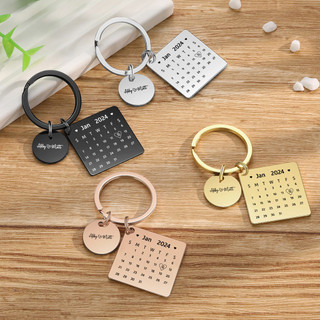 Chaveiro de Calendário Personalizado para Casais em Aço Inoxidável Gravado com Data Especial Presente de Aniversário par