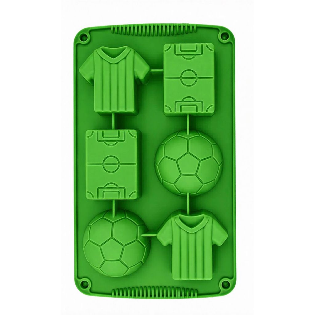 Forma de Silicone Temática de Futebol – 6 Cavidades para Bolos, Doces e Chocolates