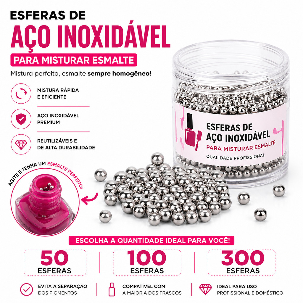 Esferas de Aço Inoxidável para Misturar Esmalte | Agitador para Frascos de Esmalte