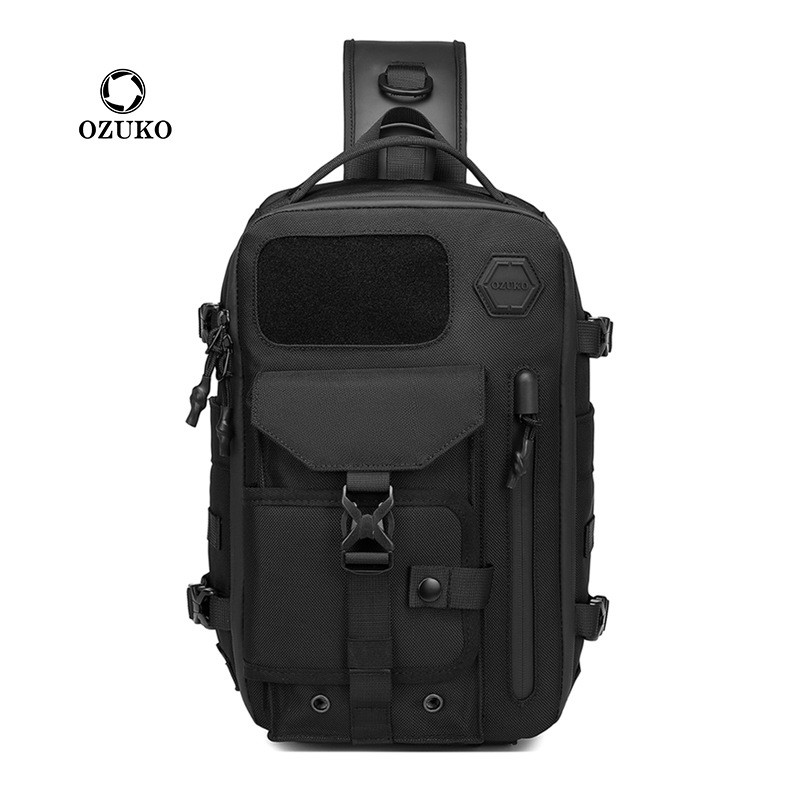 Ozuko soldado tático saco de peito esportes repelente de água saco do mensageiro ao ar livre multifuncional lazer saco d