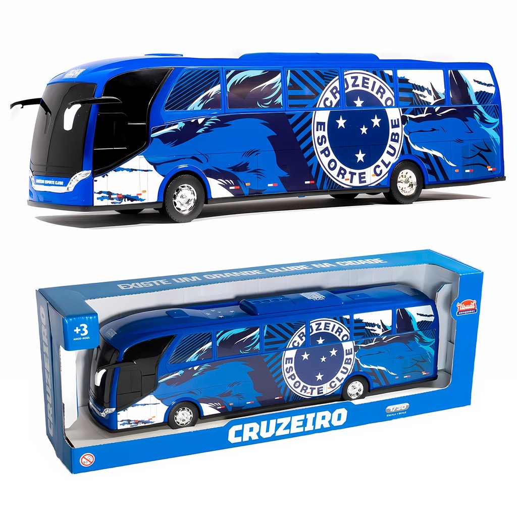 Ônibus Cruzeiro Esporte Clube Raposa Miniatura Realista Escala 1/30 Colecionável Licenciado - Usual