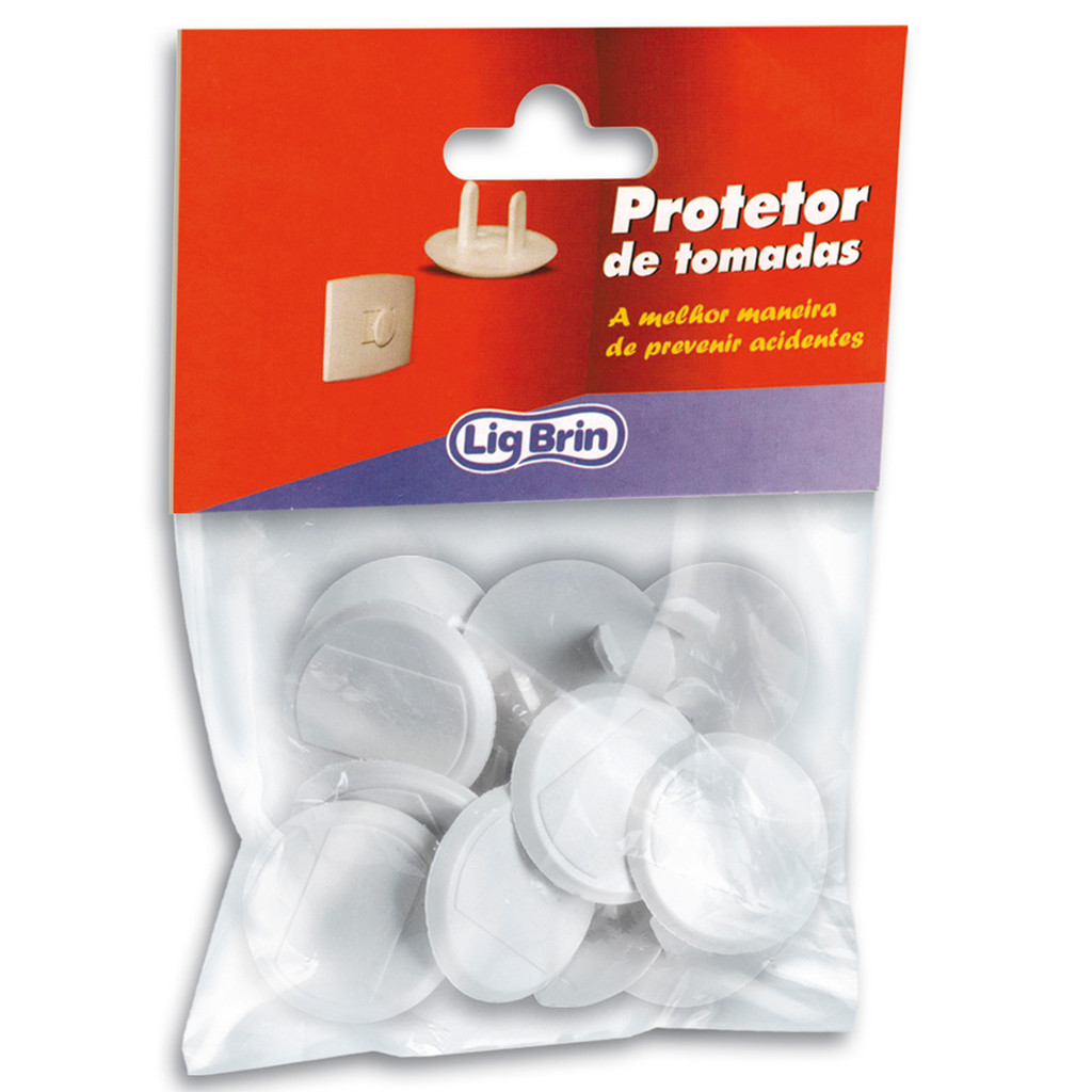 Kit Protetor De Tomadas Tipo A Segurança Evita Contra Choque Polipropileno Branco Lig Brin