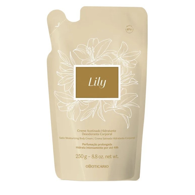 Lily Refil Creme Acetinado 250g - O Boticário em Oferta na Shopee