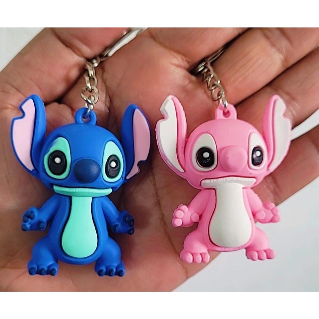 Kit 2 Chaveiro 3D Stich Lilo Angel Casal Fofo Desenho Disney 2 Unidades