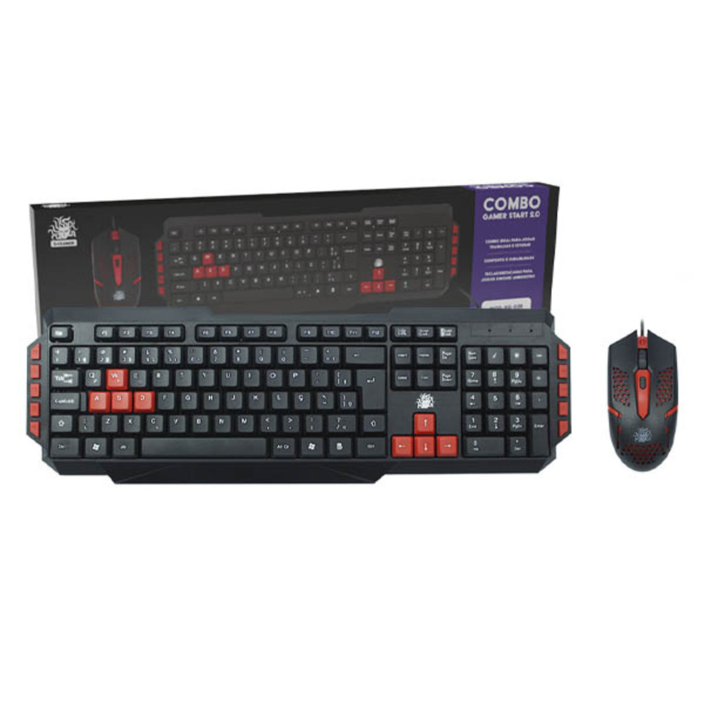 🔥 Combo Gamer Teclado + Mouse Start 2.0 USB LED ABNT2 Ergonômico PC Notebook Cor Vermelho