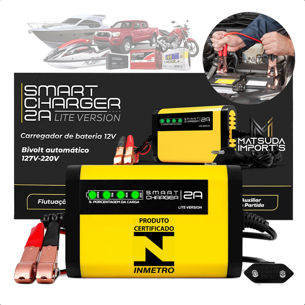 Carregador de Bateria Portátil Carro Moto Barco Nobreak Inteligente Veicular Digital 12v Automatico