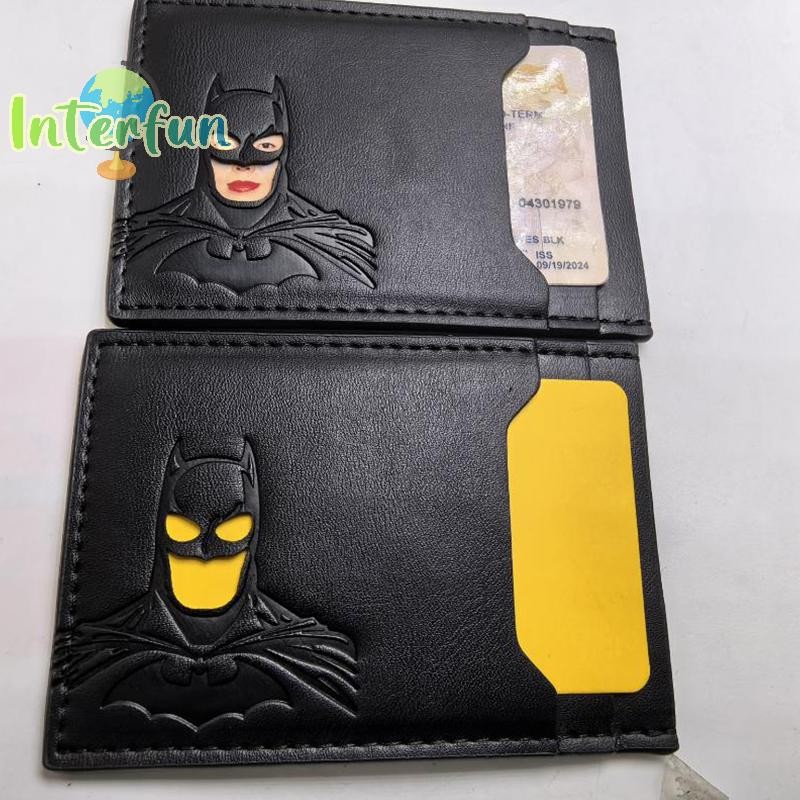 [InterfunB] Carteira De Couro Morcego Personalizada Porta-Cartões De Máscara De Super-Herói Bat ID Heroic Wallet Gift [N