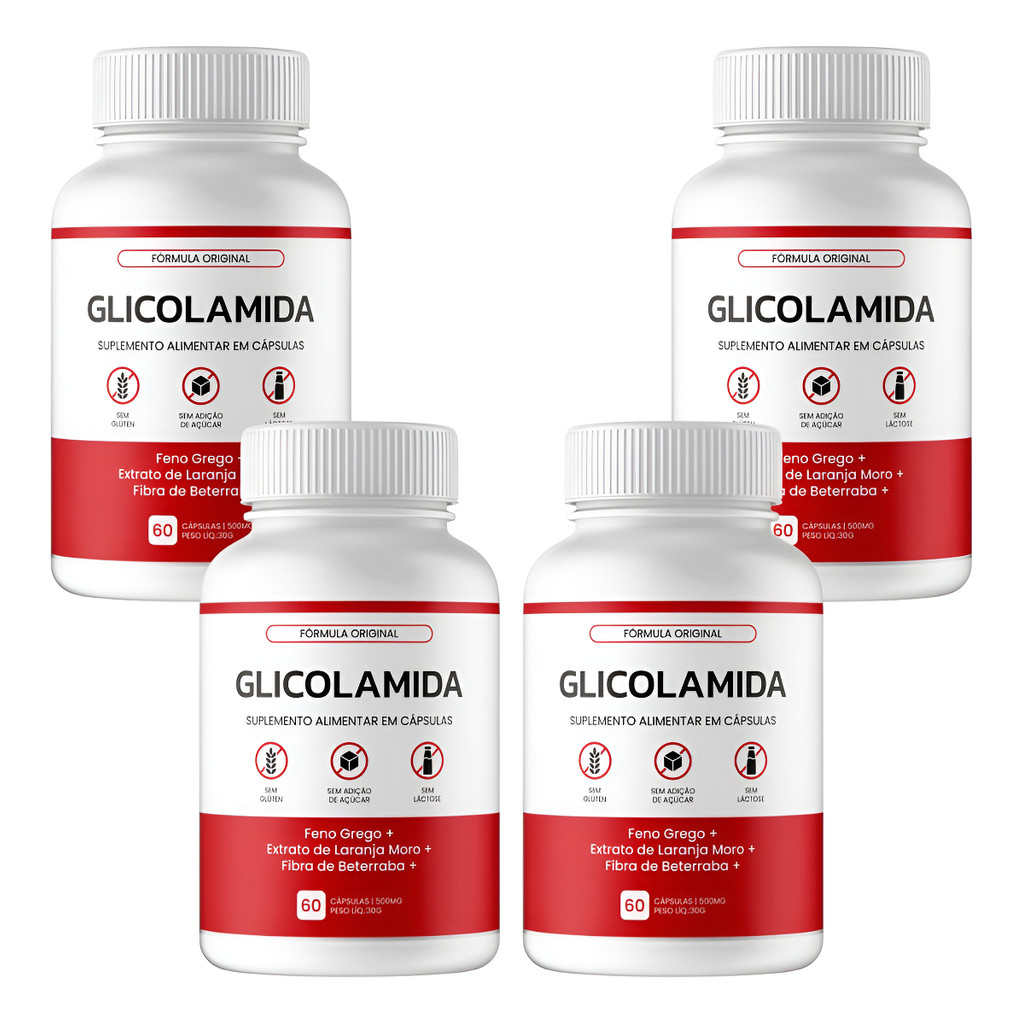 4 Potes Glicolamida Natural 30 Cápsulas Suplemento Natural Sem Sabor