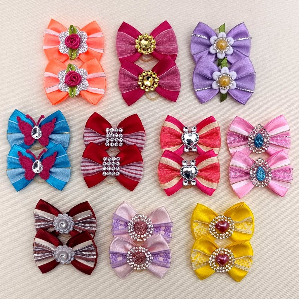 Laços Pet 20 Lacinhos Luxo Fêmea Médio 10 Pares Rochanelli em Oferta na Shopee