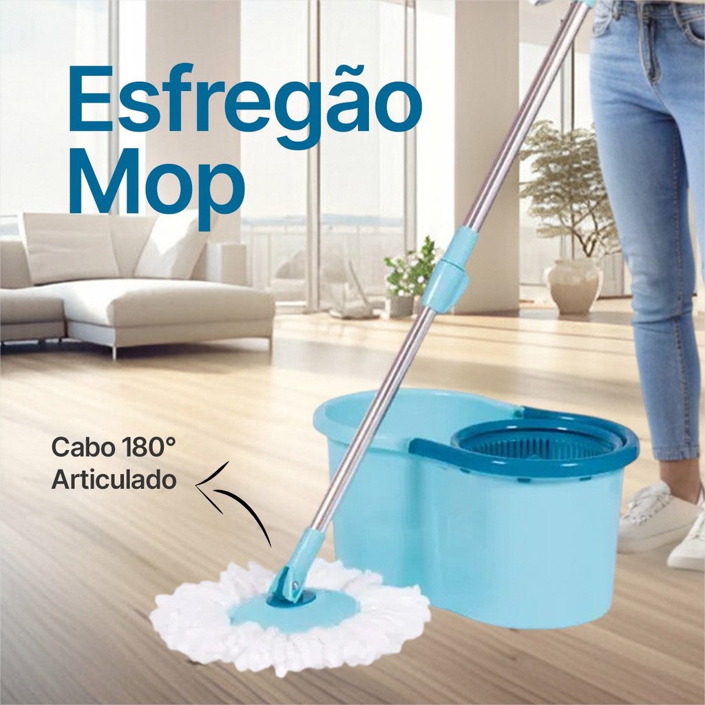 Mop Com Centrifuga de Microfibra e Cabo Rotação 360° 13 Litros