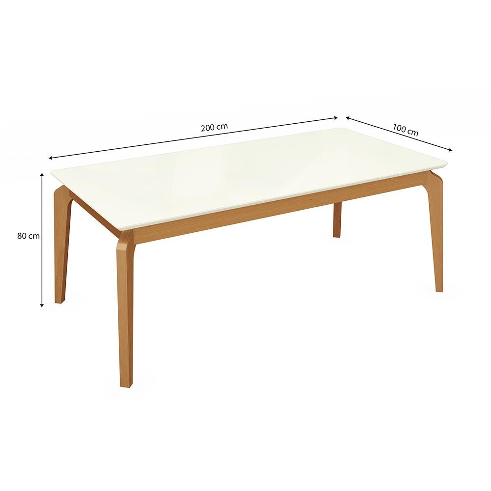 Mesa de Jantar Kappesberg em Madeira Maciça com Tampo de Vidro Off White 200cm · foto 2