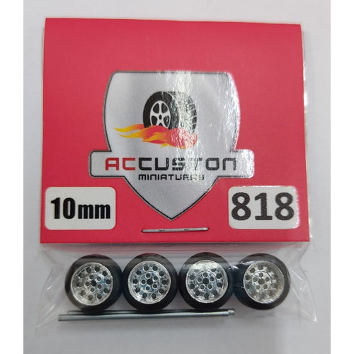 Rodas com pneu de borracha Para Customização de Hot Wheels Matchbox e Miniaturas 1/64  Ac Custon  10 mm modelo 818