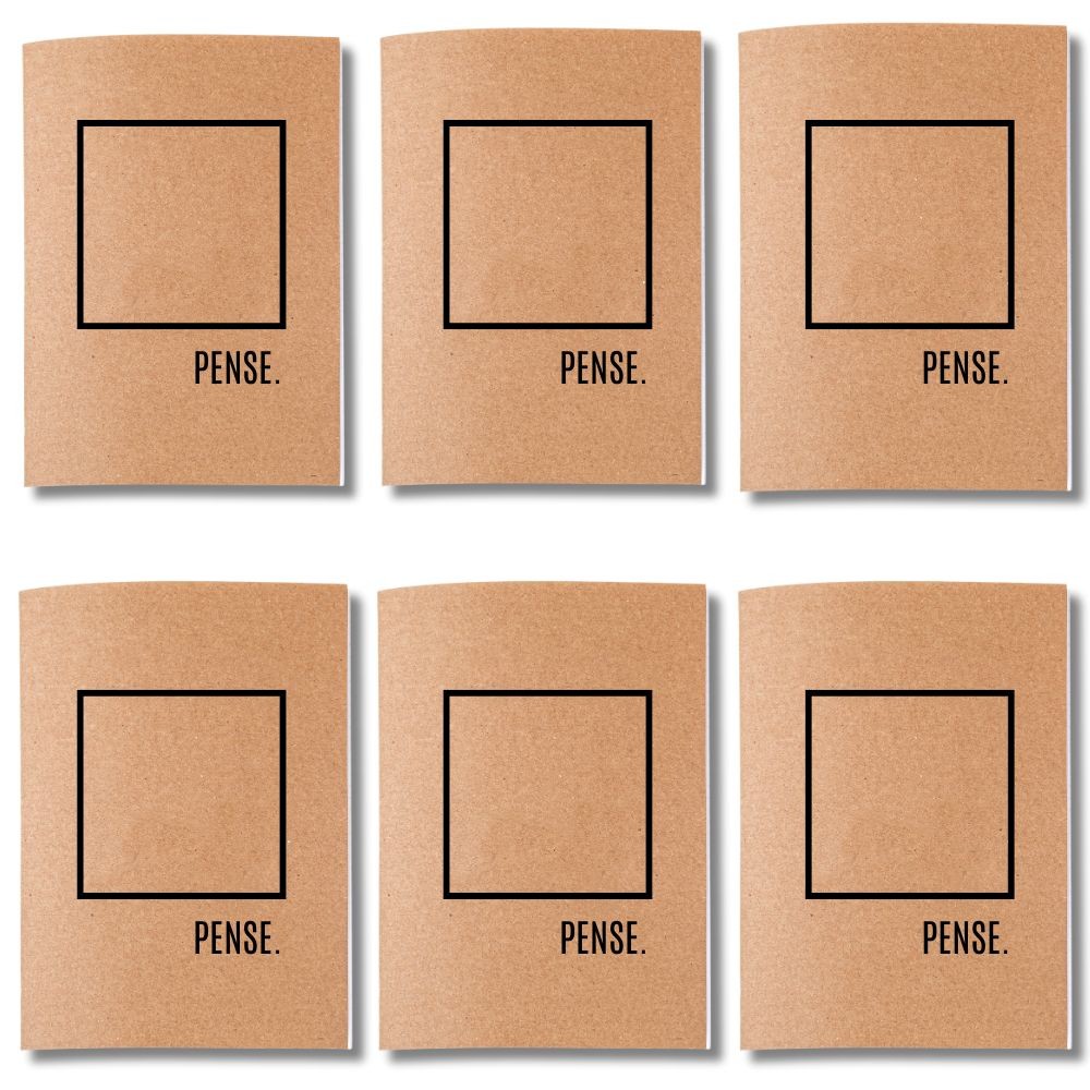 Kit 6x Cadernetas Pense Fora da Caixa Capa Kraft 40 Pag A5
