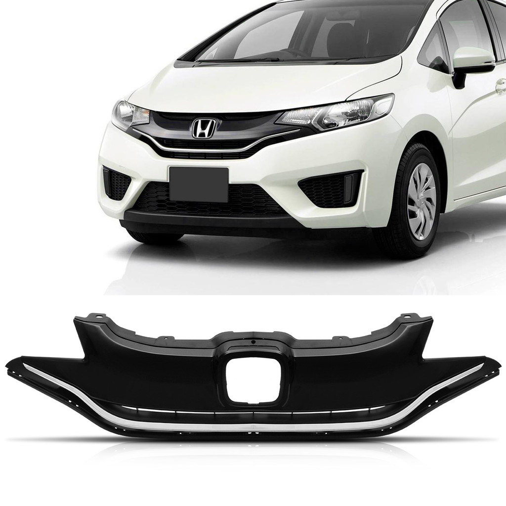 Grade Dianteira Fit 2015 2016 2017 2018 Friso Cromado Black Piano em Oferta na Shopee