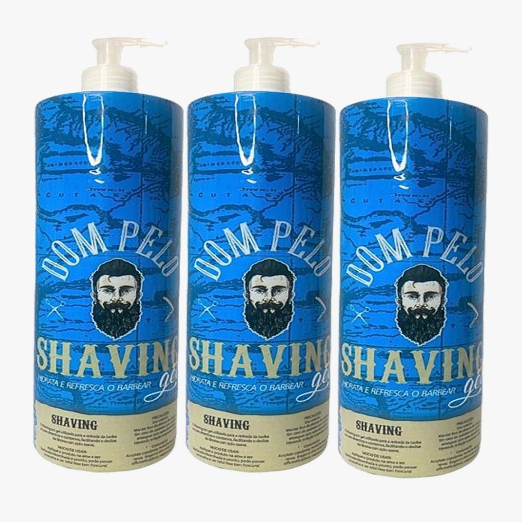 Kit 3x Shaving Gel Dom Pelo 1kg Profissional - Barba Suave Sem Irritações - Envio Imediato em Oferta na Shopee