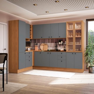 Cozinha Modulada Pixel Kappesberg 100% MDP Canela/Cinza Sagrado 456cm em Oferta na Shopee