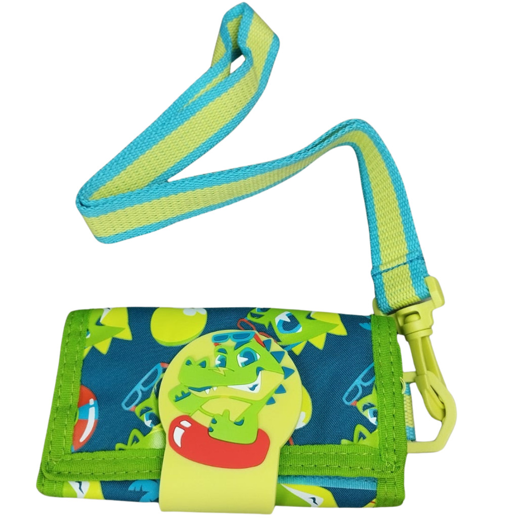 Carteira Infantil Porta moedas Meninos Jacare Relax Azul Puket