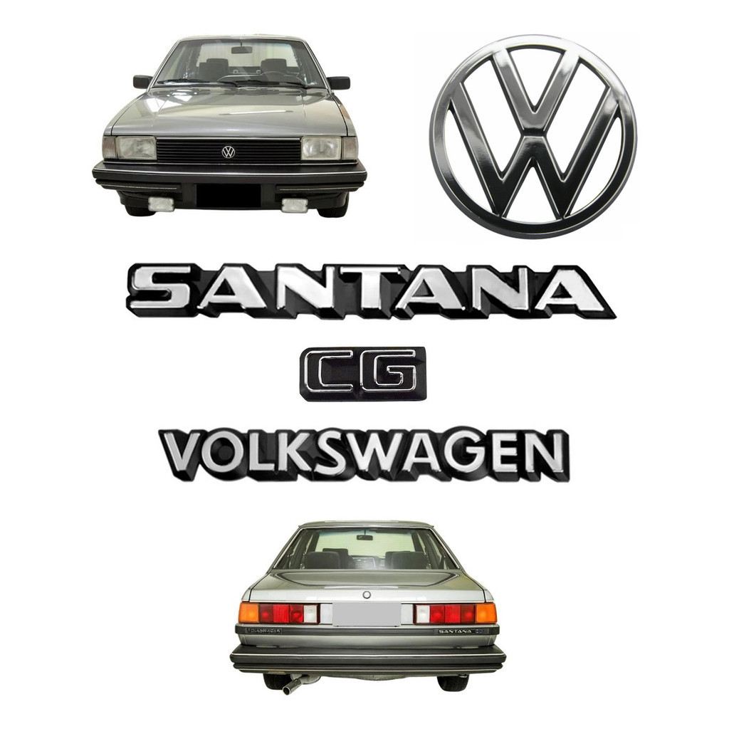 Emblemas Santana Cg Volkswagen + Vw Da Grade - 1984 À 1986