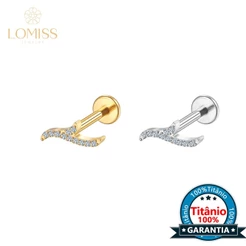 LOMISS Piercing Orelha Labret Titânio PVD Onda Zircônia Helix Flat Conch Tragus Lóbulo