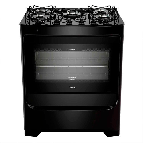 Fogão Consul 5 Bocas CFS5VBE Preto com Mesa de Vidro