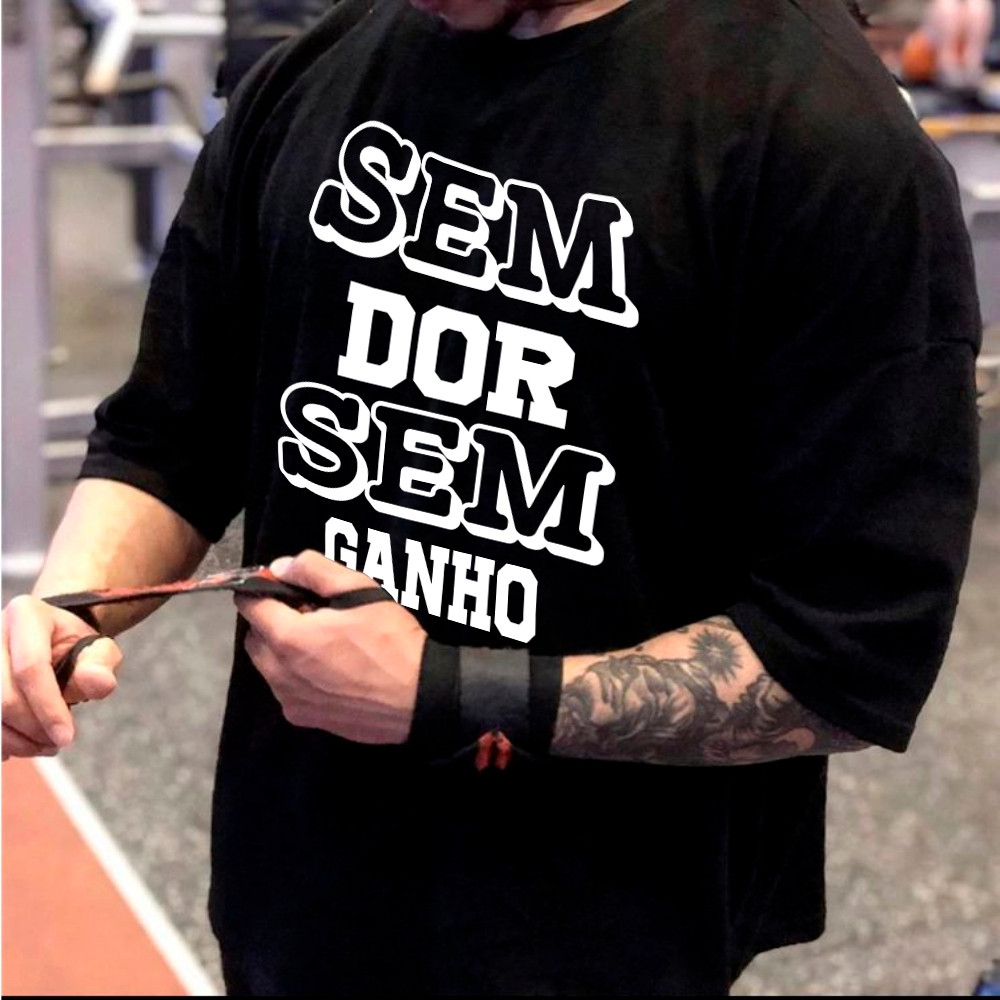 [Camiseta Premium em Algodão Puro]GXG Camiseta Oversized Treino Academia Sem Dor Sem Ganho Confortavel