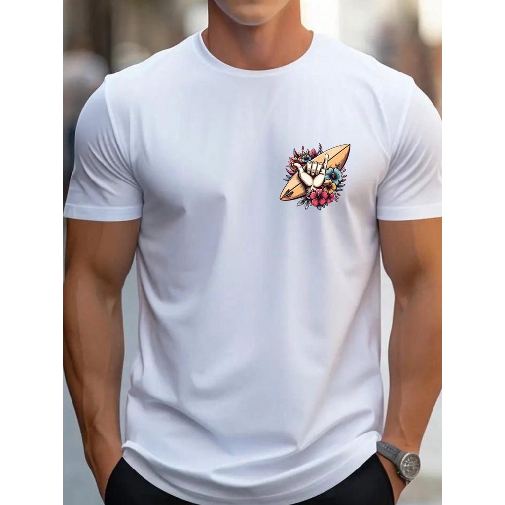 Camiseta Masculina Estilo Casual Gola Redonda Camisa Versátil Confortável Esportiva Manga Curta Verão Lançamento