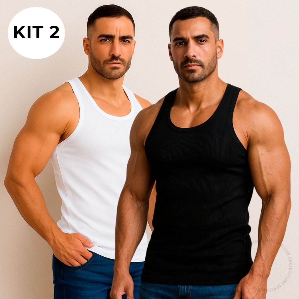 Kit 2 Regatas Masculina Premium Canelada Algodão Leve Confortável Básica Verão em Oferta na Shopee