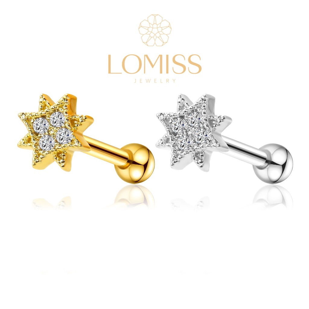 Piercing Orelha Conch Estrela Mini Barbell Cravejado Zircônia Cobre / Aço Helix Flat Tragus Lóbulo Nariz Labret Boca