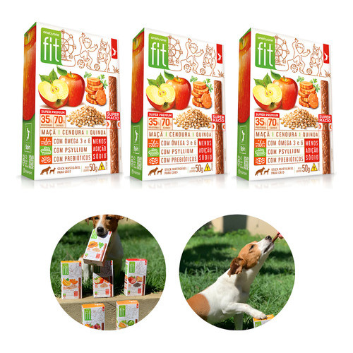 Kit 3 Petisco Fit Pet Maça Cenoura Quinoa 50g Spin