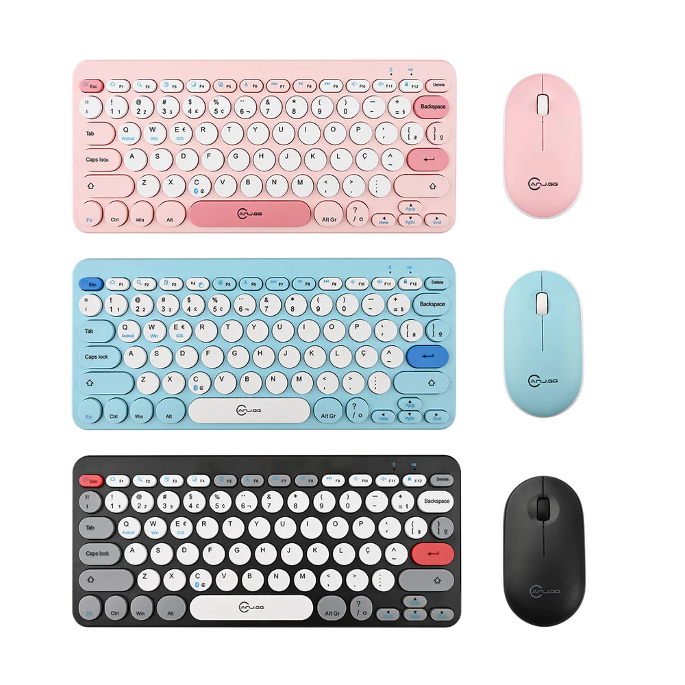 Kit Teclado e Mouse Wireless Macaron Slim Silencioso 10m Alcance Compatível com PC e Laptop