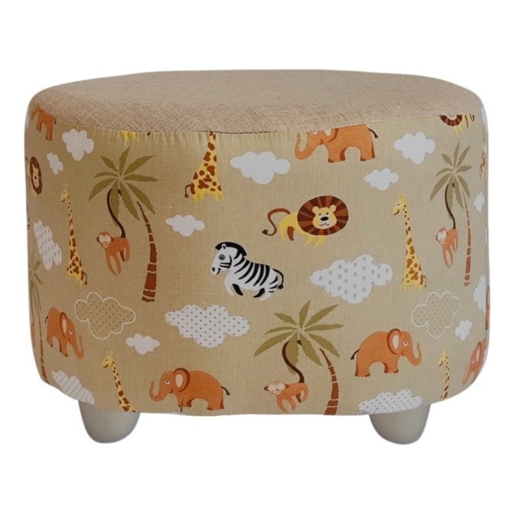 Puff Safari Estampado Infantil Cor Marrom