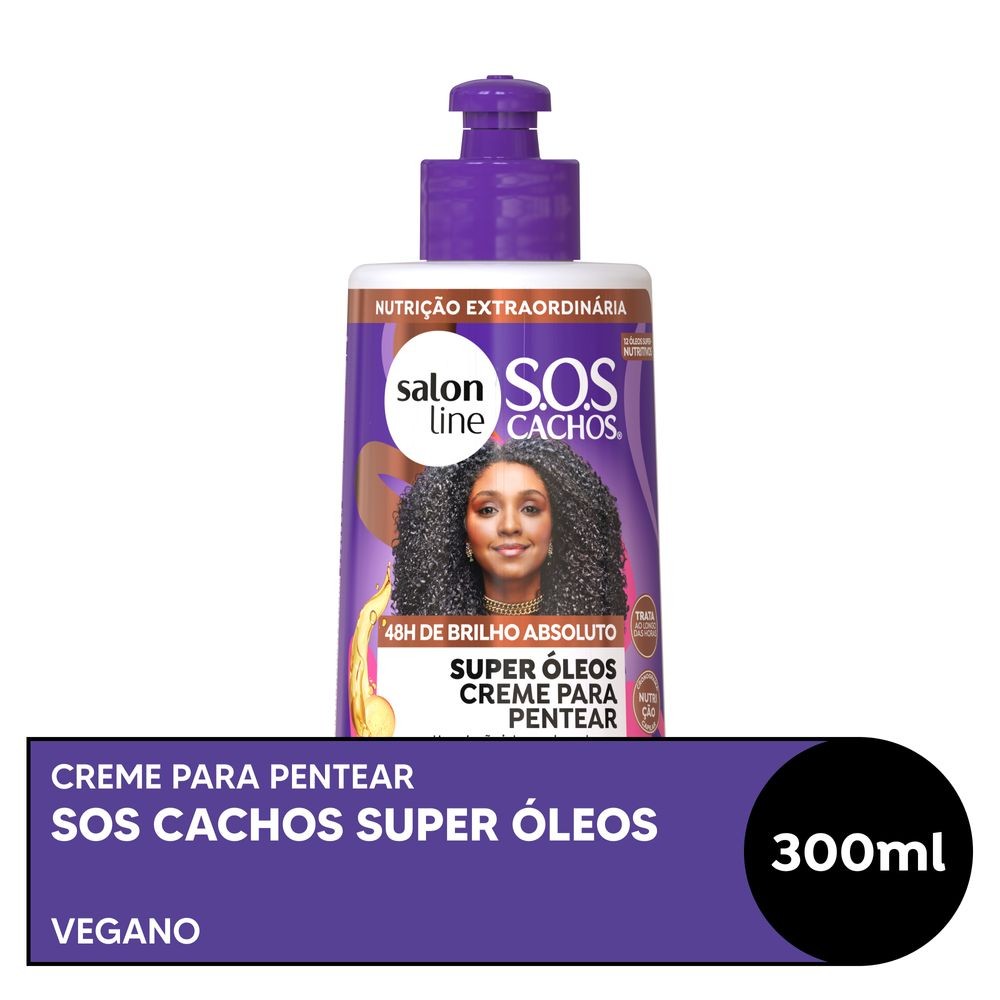 Creme para Pentear Capilar Salon Line SOS Cachos Super Óleos 300ml em Oferta na Shopee