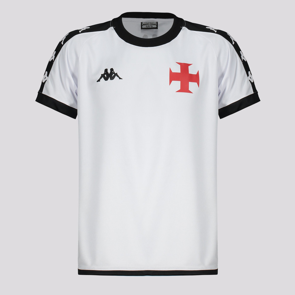Camisa Kappa Vasco Supporter Culture Infantil Branca e Preta