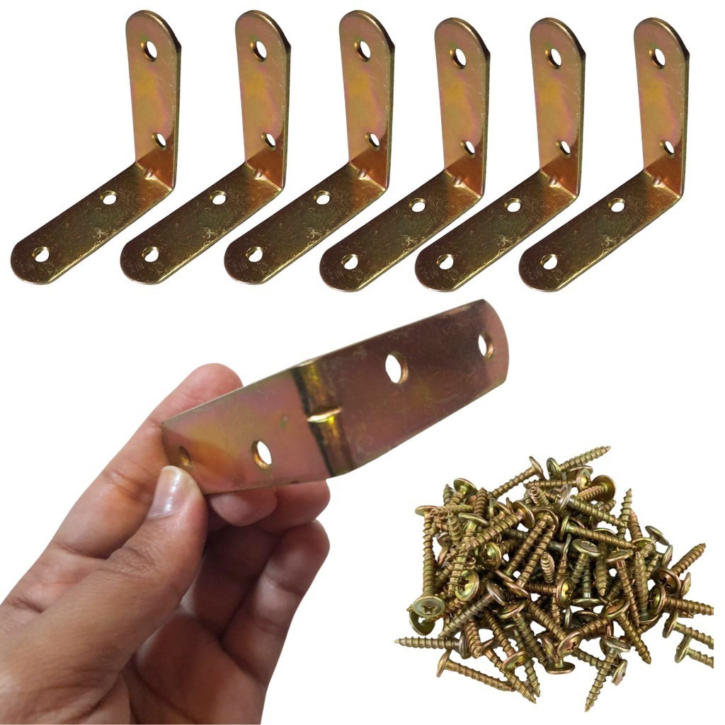 Kit 20x Peças Cantoneira de Ferro Formato Em L Para Móveis 5.5x5.5x1,8 CM