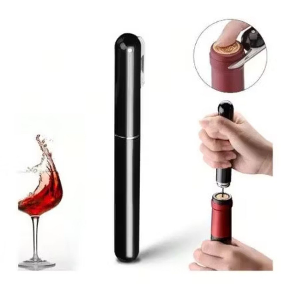 Abridor de Vinho com Bomba de Ar🍷Cortador de Segurança e Pino Inoxidável – Saca-Rolhas Profissional