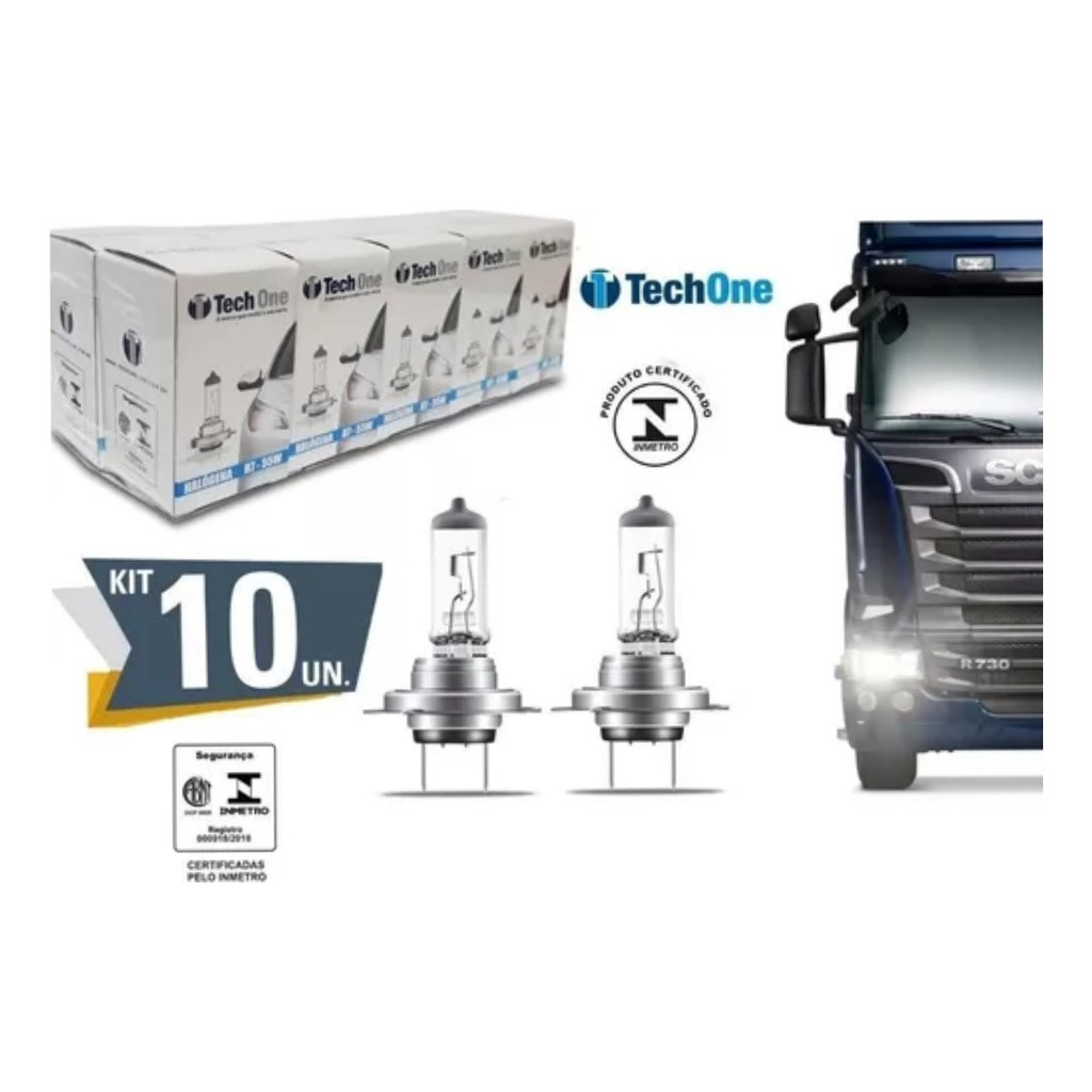Kit 10 Lampadas Halogenia H7 24v Para Veículos Pesa Tech One