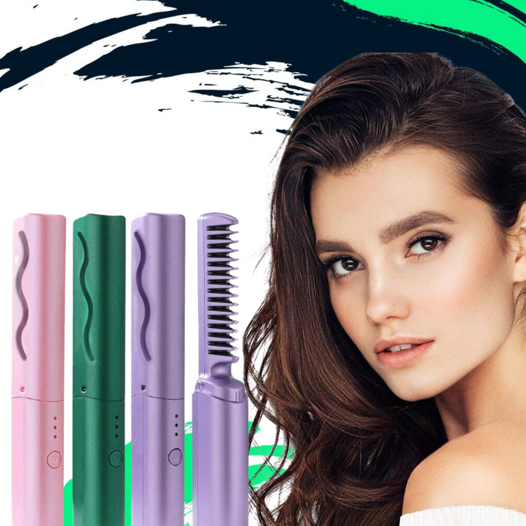 Escova De Alisamento Capilar Alisador De Cabelo Aquecido Recarregável Mini Pente Portátil