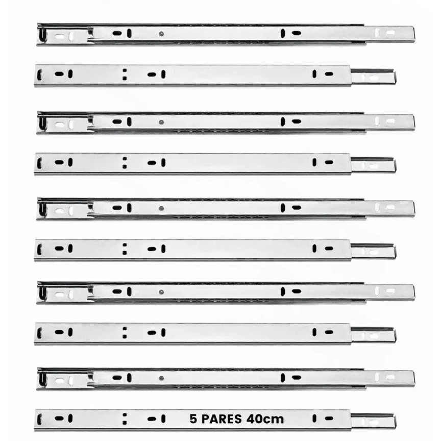 5 Pares Corrediça Telescópica 40 cm 10 Corrediça Gaveta Reforçado Aço Resistente Móveis Armário em Oferta na Shopee