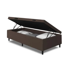Cama Box com Baú Solteiro 0,88 com 41cm de Altura Prince Suede Marrom