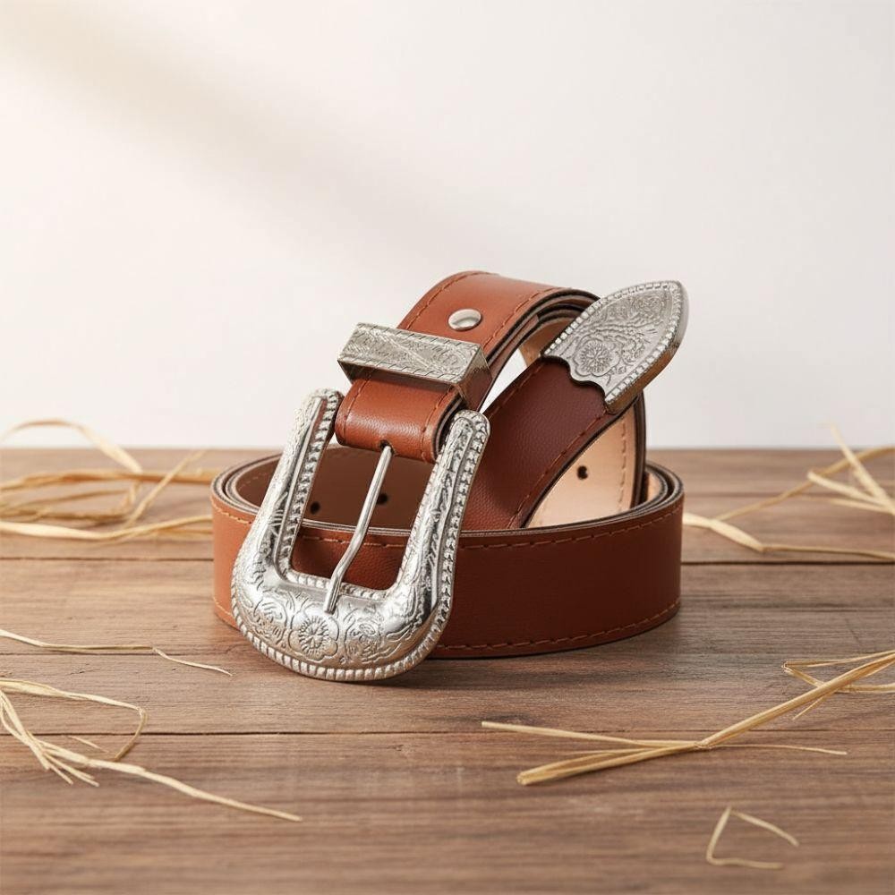 Cinto Criança Menina Fivela Detalhada Cowboy Estilo Vintage 80cm Ajustável em Oferta na Shopee