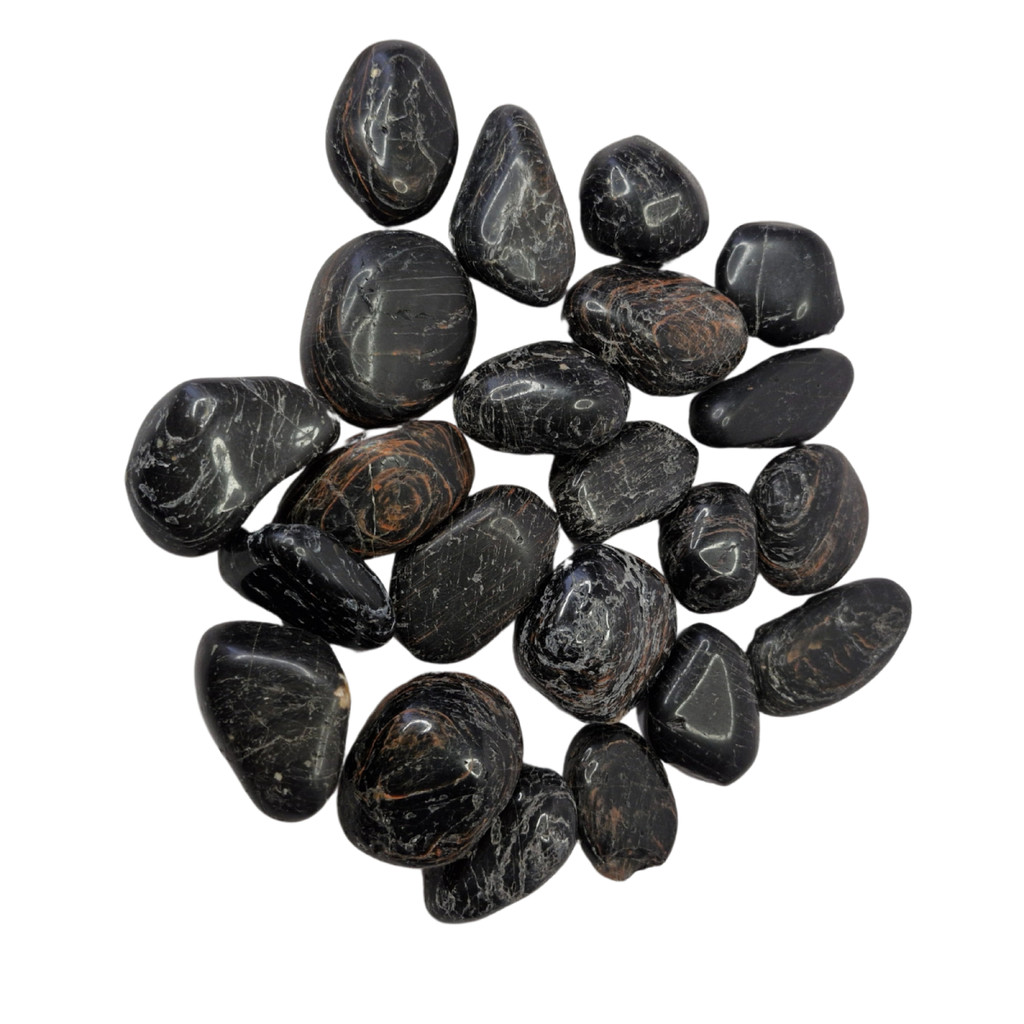 Pedra Natural Turmalina Com Hematita 4 a 6 cm Rolada 1 KG